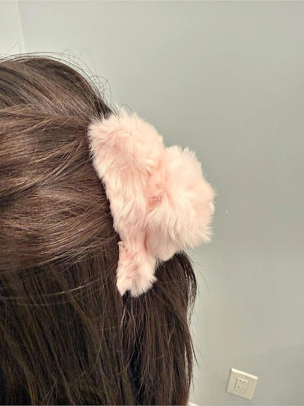 Pink fur hair clip